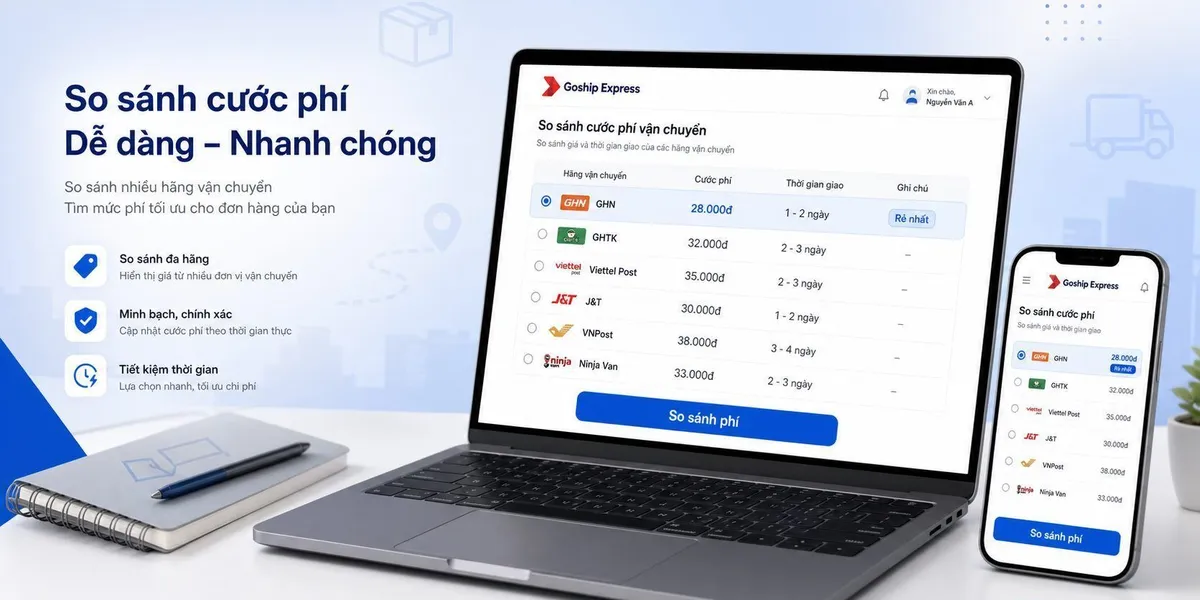 Goship so sánh phí ship: Tiết kiệm 20% chi phí vận chuyển
