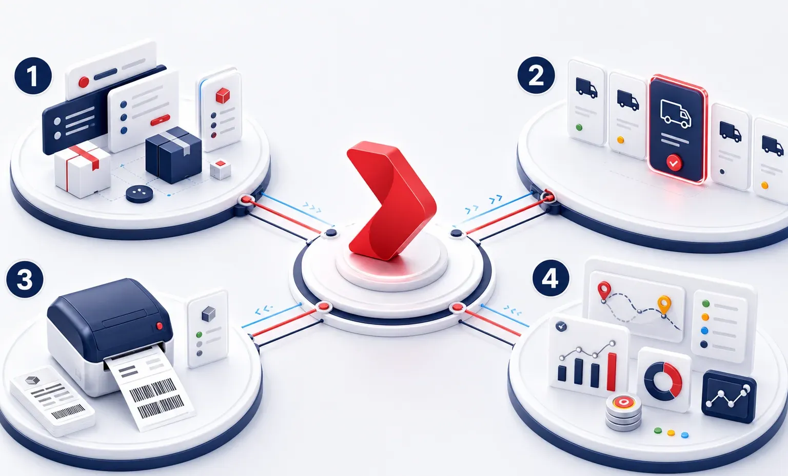 Minh họa quy trình tích hợp GHN qua Goship từ gửi đơn, so sánh phương án, tạo vận đơn đến tracking