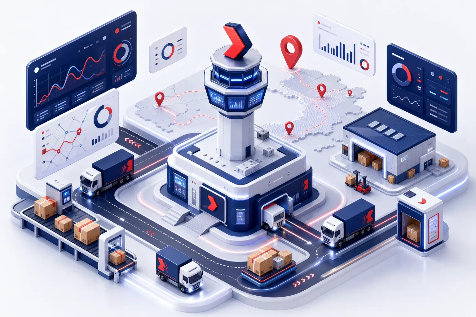 Minh họa 3D nền tảng vận hành giao hàng Goship
